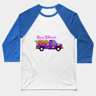 Halloween Pumpkin Pink Truck Baseball T-Shirt